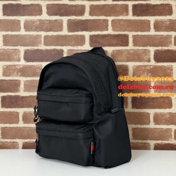 Medium Gucci Backpack Mens with GG Logo 800265 Black Replica Bags