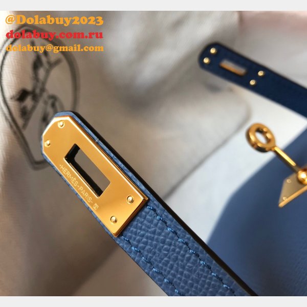 Hermes Blue Mini Kelly Replica Handbag Epsom leather