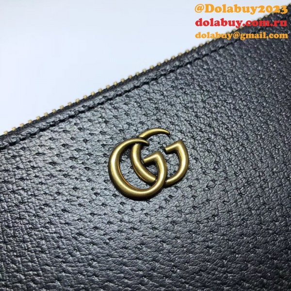 Best Gucci GG Marmont leather pouch 475317 Black Clutches