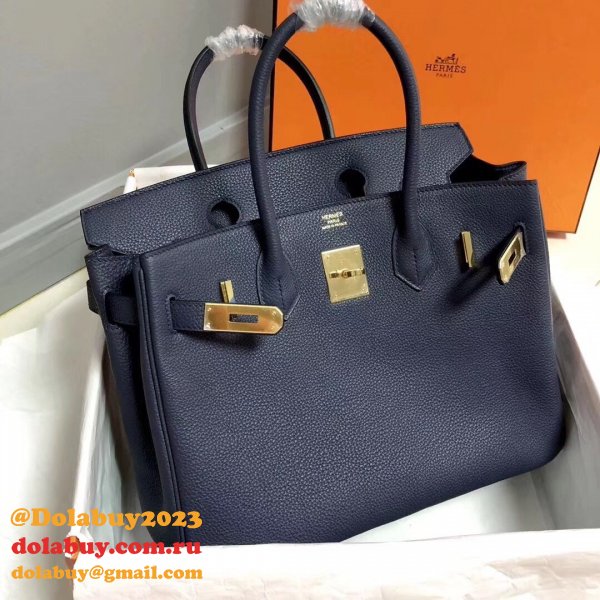 Hermes Birkin 35cm Togo leather Handbags Dark Blue