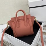 Replica Celine Pink Nano Luggage bag in drummed calfskin