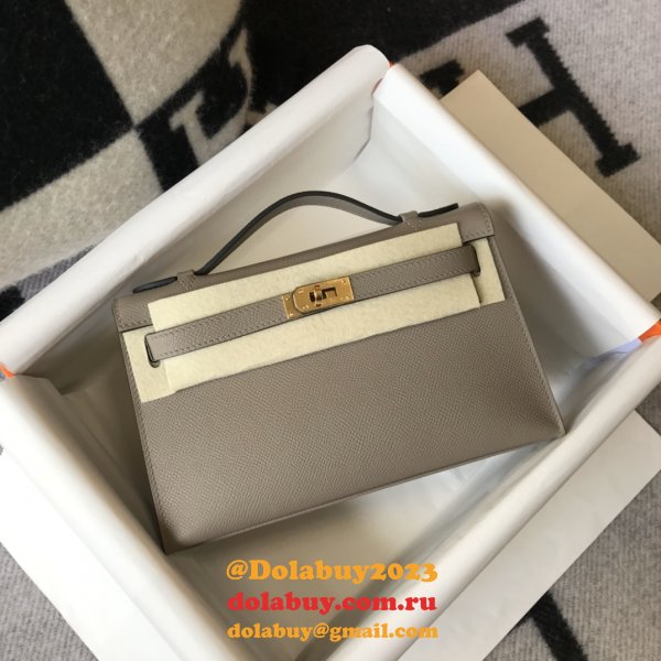 Luxury Hermes EPSOM LEATHER Mini Kelly Pouchette