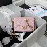 High Quality Designer Replica Mini AS2855 Flap Bag Iridescent Grained Calfskin & Gold-Tone Metal