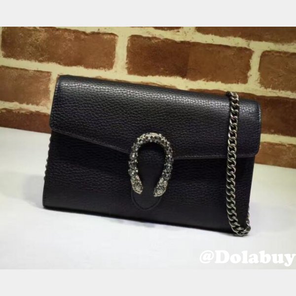 Cheap Gucci Dionysus Leather Mini Chain Bag 401231 Black