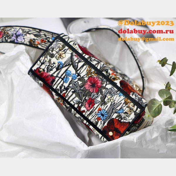 Lady D-Lite Bag Multicolor Lady Dior 24cm Replica Paisley Embroidery