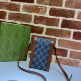 Top Quality Gucci Horsebit 1955 mini Blue and Ivory 625615 GG Replcias bag