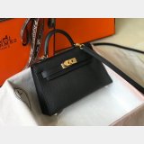 Hermes Mini Kelly Black Replica Handbag Epsom leather