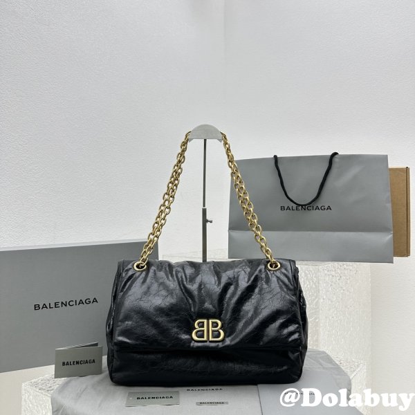 7 Star Balenciaga Le Monaco Wax Leather Chain 1:1 Mirror Bag