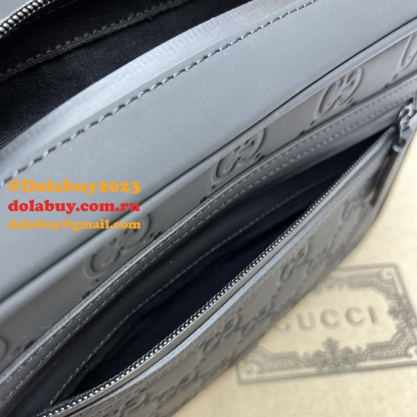 Gucci Fake GG Crossbody Rubber-effect 775097 Black Bag