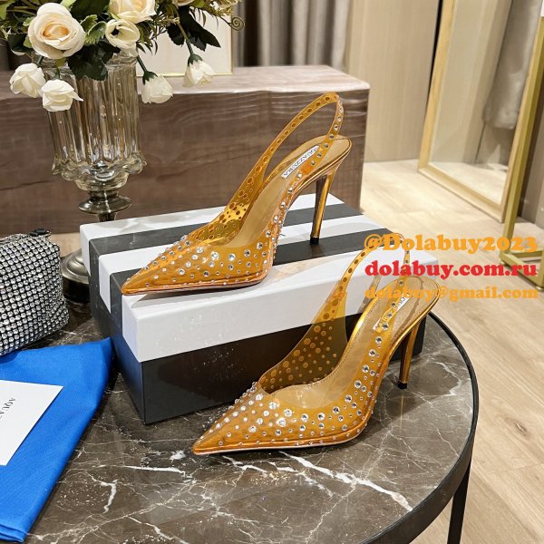 Designer Aquazzura Copy Pointed Toe Rhinestone Sandals Heel Shoes