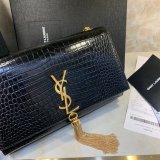 YSL Cheap Saint Laurent Crocodile pattern 24cm Black Bag