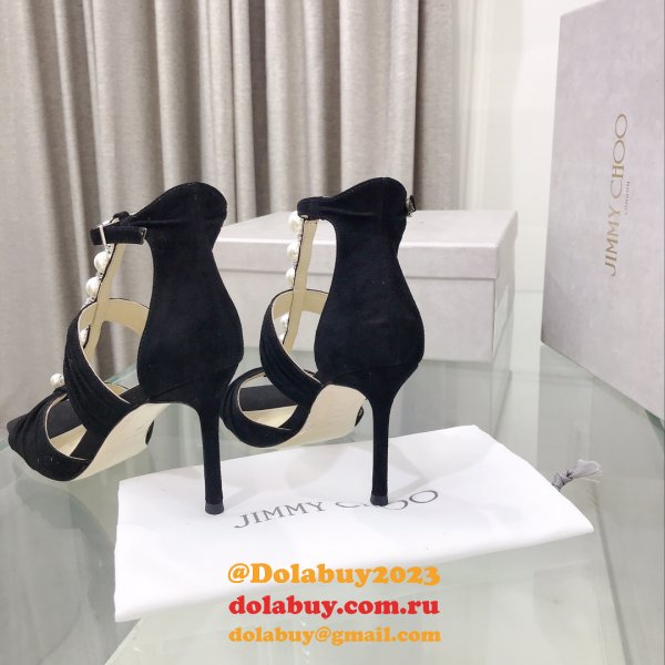 Suede Sandals Aura 95 Fake Jimmy Choo Heel: 8.5 cm Shoes