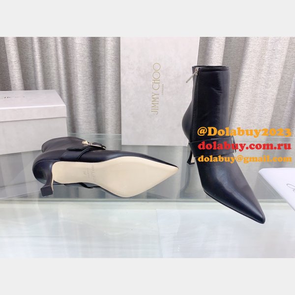 Duplicate Jimmy Choo C Buckle High Heel Ankle Replica Boots