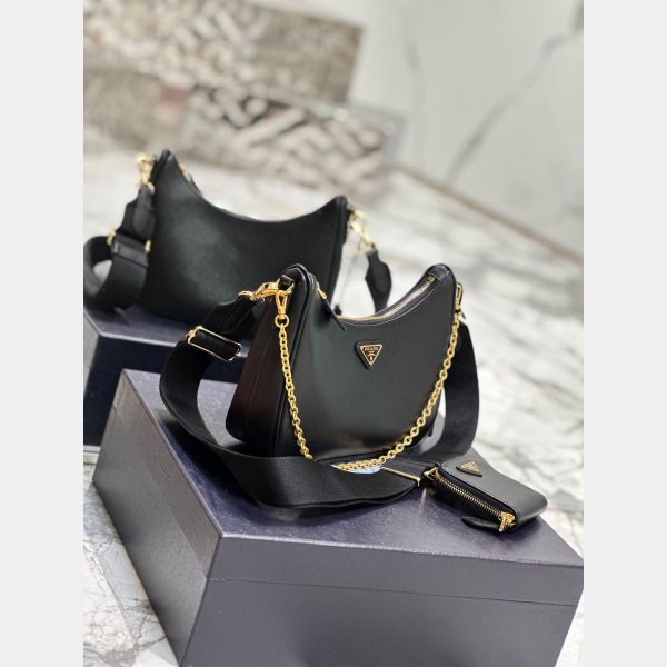 1:1 Clone Prada Replica Handbags Outlet Leather Hobo Re-Edition Online