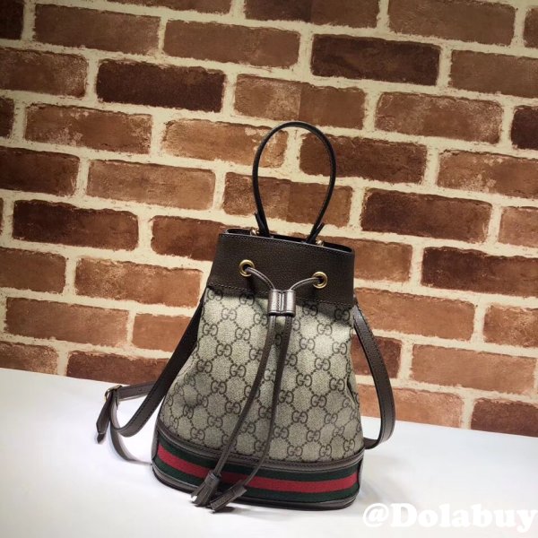 Beige/Ebony Knockoff 550621 GG Supreme Ophidia Small Bucket Bag