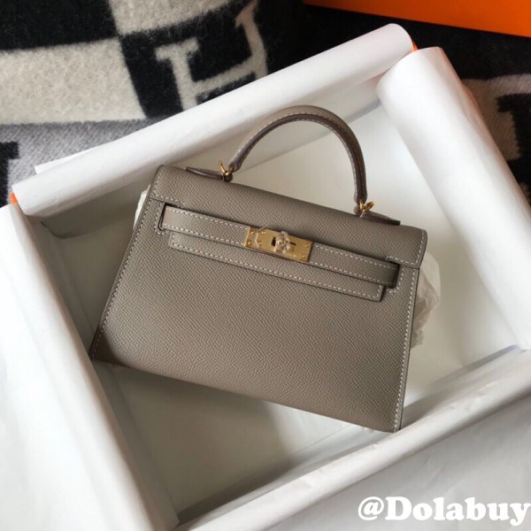 AAA Replica Hermes Mini Kelly Grey Bags