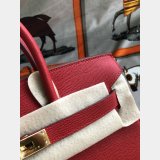 Hermes Birkin Epsom leather Handbags Red Golden