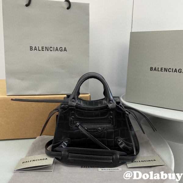 Top Quality Balenciaga cuag black crocodile bag