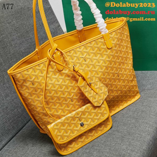 Designer Goyard Classic Chevron St. Louis PM Totes Yellow Bags