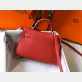 Replica Hermes Red Mini Kelly Handbag Epsom leather