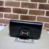 High Quality 752002 Horsebit Black 1955 Replica Gucci Designer Bag