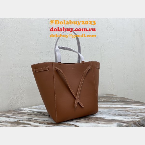 Small Celine Brown Cabas Phantom in soft grained calfskin