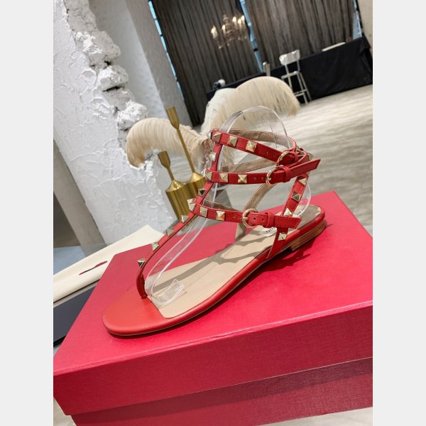 Valentino 1:1 Mirror ROCKSTUD METALLIC FLAT FLIP-FLOP SANDAL