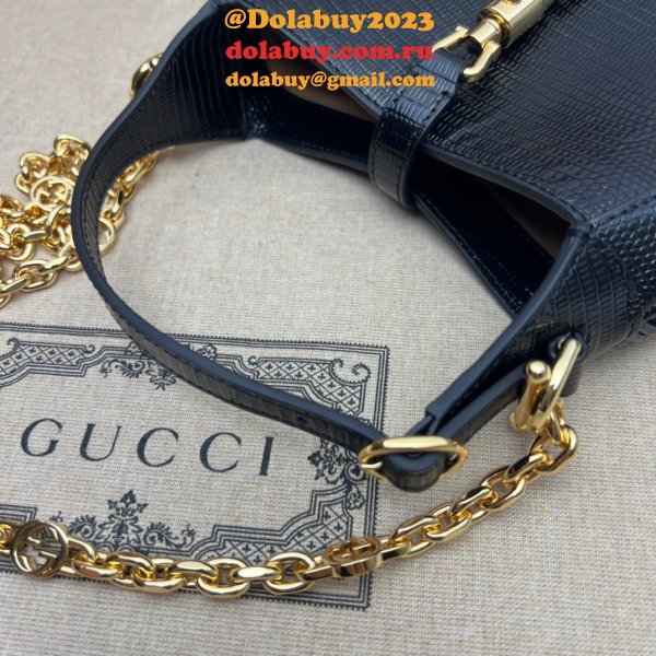 Copy Gucci Designer Jackie 1961 lizard 675799 Black bag