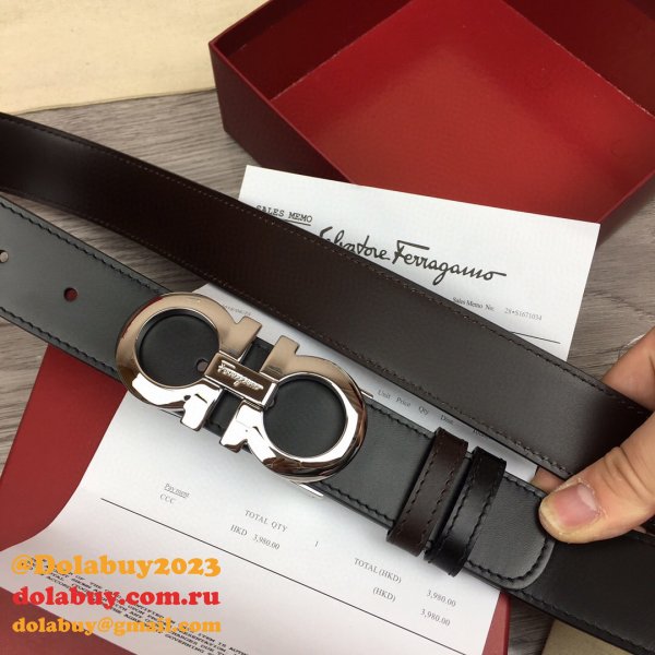 Replica Designer Salvatore Ferragamo 35 mm Black Belts