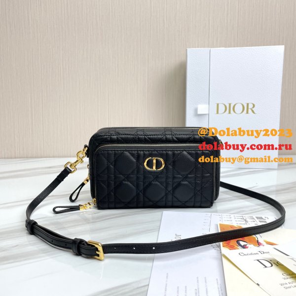 High Quality Dior Caro Bag Brown Supple Cannage Calfskin