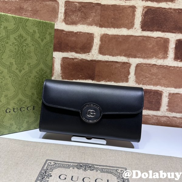 Petite GG Continental Wallet 762167 Black Gucci Knock Off Bag