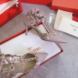 Wholesale 2023 Replica Valentino Three belts Middle Heel Perfect Shoes