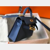 Hermes Blue Mini Kelly Replica Handbag Epsom leather