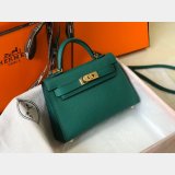 Hermes Mini Kelly Replica Army Green Handbag Epsom leather