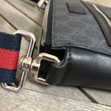 UK Gucci Fake Black GG Supreme Small Messenger 523599 Bag