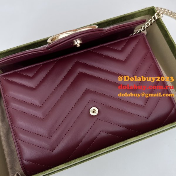 Gucci Fake GG Marmont Chain Wallets 474575 Red Bag