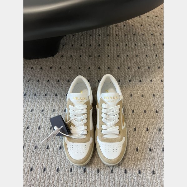 Prada Downtown Bold Nappa Leather And Suede Sneakers