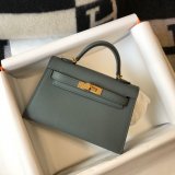 Hermes Replica Mini Kelly Epsom leather ArmyGreen Bags