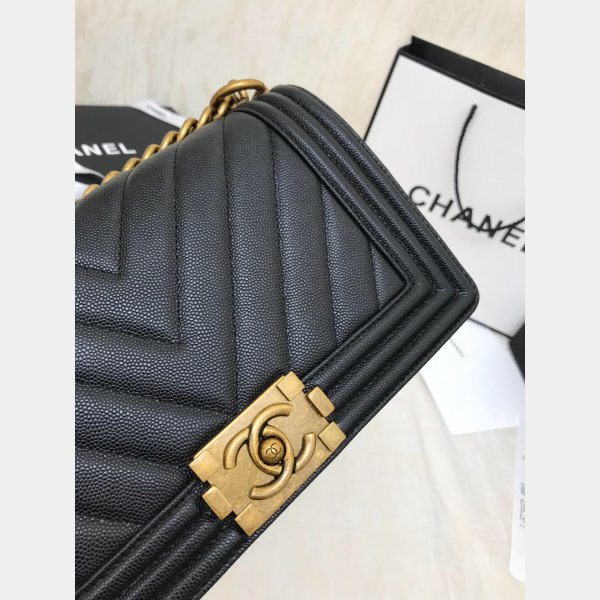 Buy top Replica CC V Le Boy Handbag caviar leather 25cm