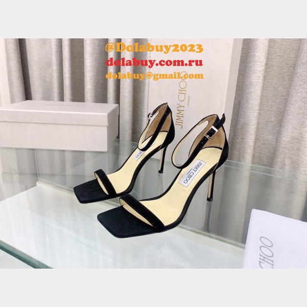 Replica Jimmy Choo Alva Suede Sandals 1:1 Mirror Heel 8.5 cm Shoes