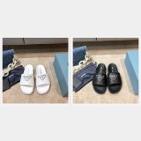 Replica Prada Black And White Leather slides