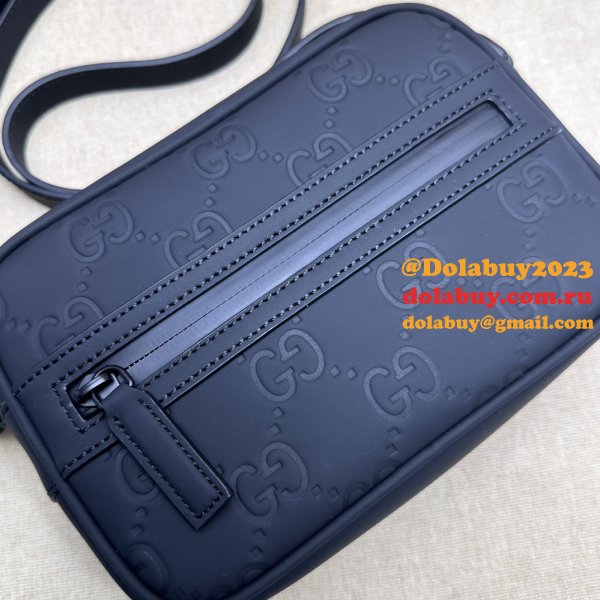 Gucci 1:1 GG Rubber-effect 771321 Shoulder Black Replica Bag