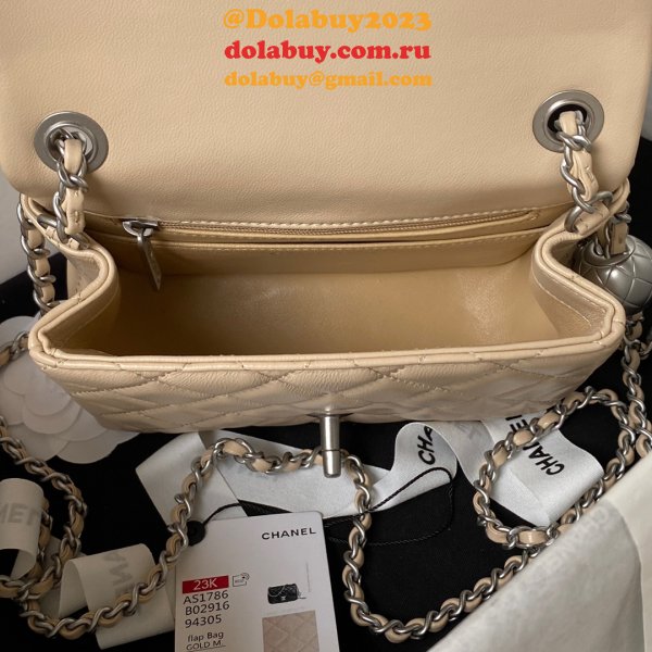 Top Quality CC CF mini classical AS1786 SILVER BALL bag