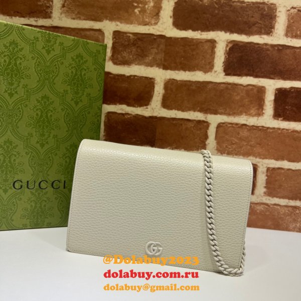 Top Luxury GG Gucci Replicas 497985 Marmont leather mini Chain Wallets bag