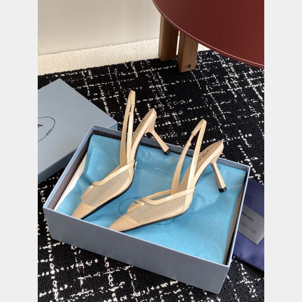 Prada 1:1 Mirror Mesh Fabric Slingback Pumps