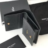 Fake YSL Saint Laurent Short MONOGRAM 459738 Black Wallet