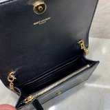 Replicas YSL Monogram chain wallet black 19cm grain de poudre