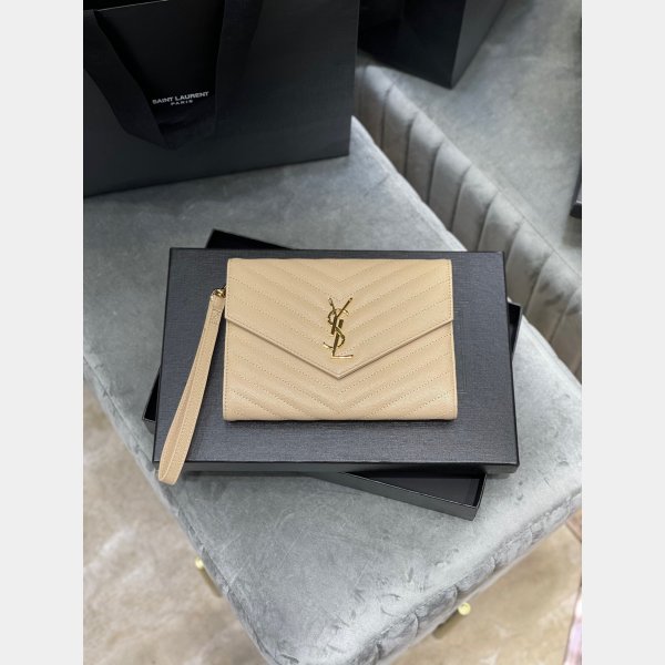 Buy Replica YSL Saint Laurent Monogram Clutch 617662 Quilted Grain