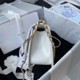 Designer Replica Calfskin & Gold-Tone Metal White Mini Flap AS2615 Bag