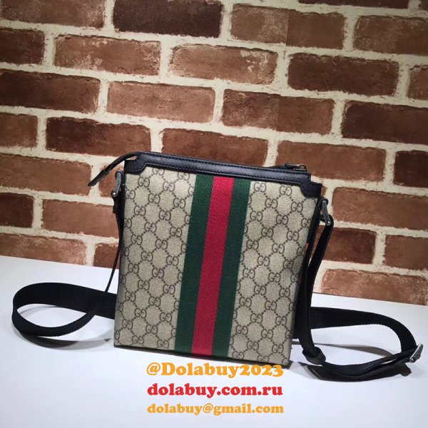 Top Quality Gucci Web GG Supreme Flat Messenger Replica 471454 Bag